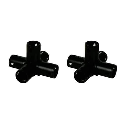 Two black 5 way connectors from Funphix UK, perfect for enhancing your Funphix construction sets.