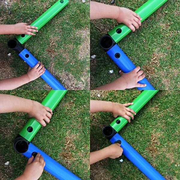 Close-up of hands connecting components of the Funphix Tiny Toddler Kit, emphasizing the engaging build process of STEM toys for toddlers from Funphix UK.