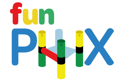 Funphix logo featuring bright colours, modular climbing frame kits for indoor and outdoor use. representing quality swimming pool equipment.