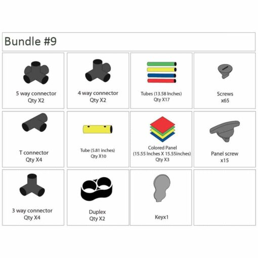 Funphix Add on '3 Panel Slide' - Bundle components featuring connectors and panels essential for building the creative play structure slide.