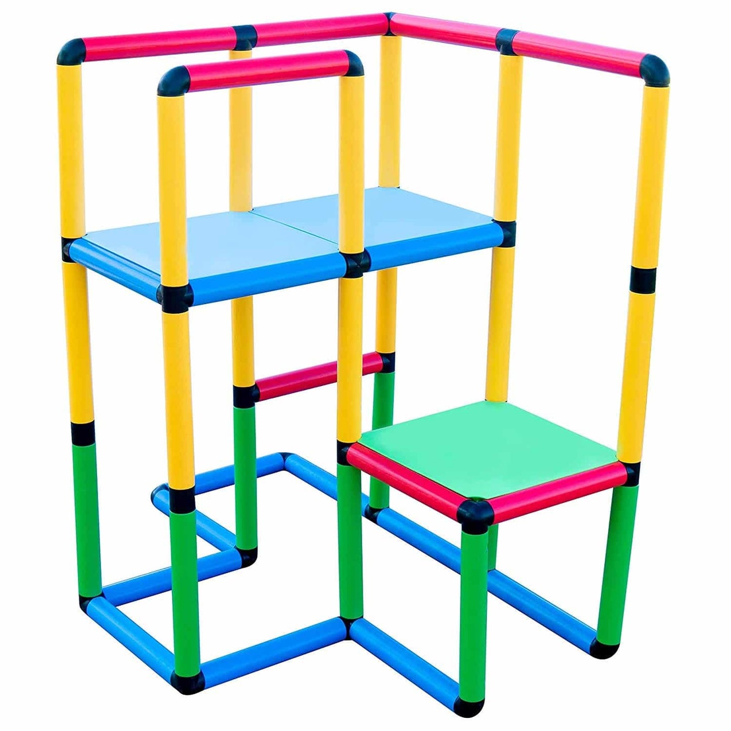 Funphix Standard Kit construction toy setup showcasing a colorful structure made of tubes and panels, ideal for kids' creative play.