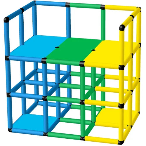 Funphix Pool Platforms - A colorful and safe swimming pool platform for kids featuring blue, green, yellow sections, perfect for play and learning to swim.