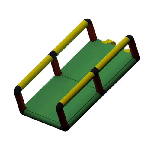 Funphix Add on '2 Panel Slide' featuring a vibrant green slide with yellow and red supports, perfect for creating large play structures.