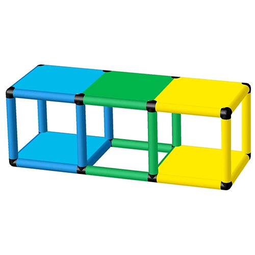 Funphix Compact Flat Pool Platform Model FB-L125-W45-P45, featuring colourful sections in blue, green, and yellow, designed for easy and safe pool access.