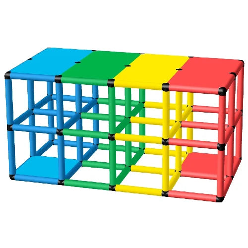 Funphix Large Flat Pool Platform Model FB-L165-W85-P65, featuring a colourful modular design with blue, green, yellow, and red segments, ideal for poolside fun and swimming training.