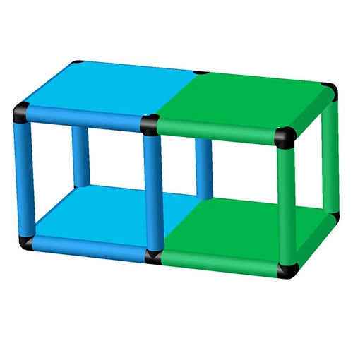 Funphix Compact Pool Platform - Model FB-L85-W45-P45, a lightweight and sturdy swimming platform in blue and green, designed for young swimmers and ideal for smaller pools. Perfect for swim lessons, this Funphix product offers safety and stability.