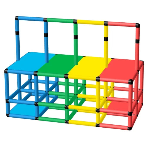 Colorful Funphix Large Safety Rail Pool Platform - Model MR-L165-W85-P65 designed for secure and stable poolside experiences, showcasing modular construction and slip-resistant surfaces.