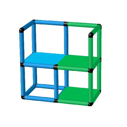 Funphix Small Outer Railing Pool Platform - Model OR-L85-W45-P45 featuring a compact design with sturdy blue and green railing, perfect for pool safety and durability.
